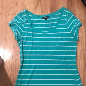 Teal striped express top